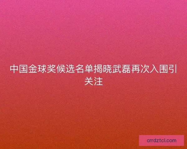 中国金球奖候选名单揭晓武磊再次入围引关注