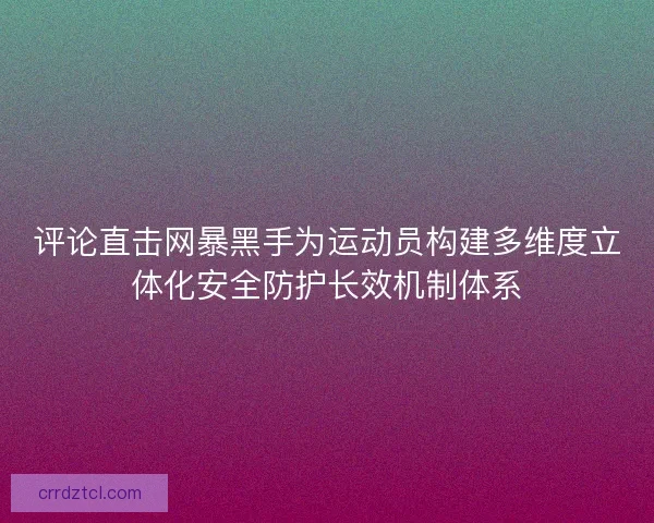 评论直击网暴黑手为运动员构建多维度立体化安全防护长效机制体系